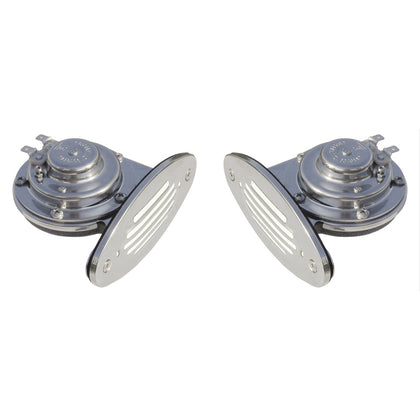 Schmitt Marine Mini Stainless Steel Dual Drop-In Horn w/Stainless Steel Grills High  Low Pitch [10055]